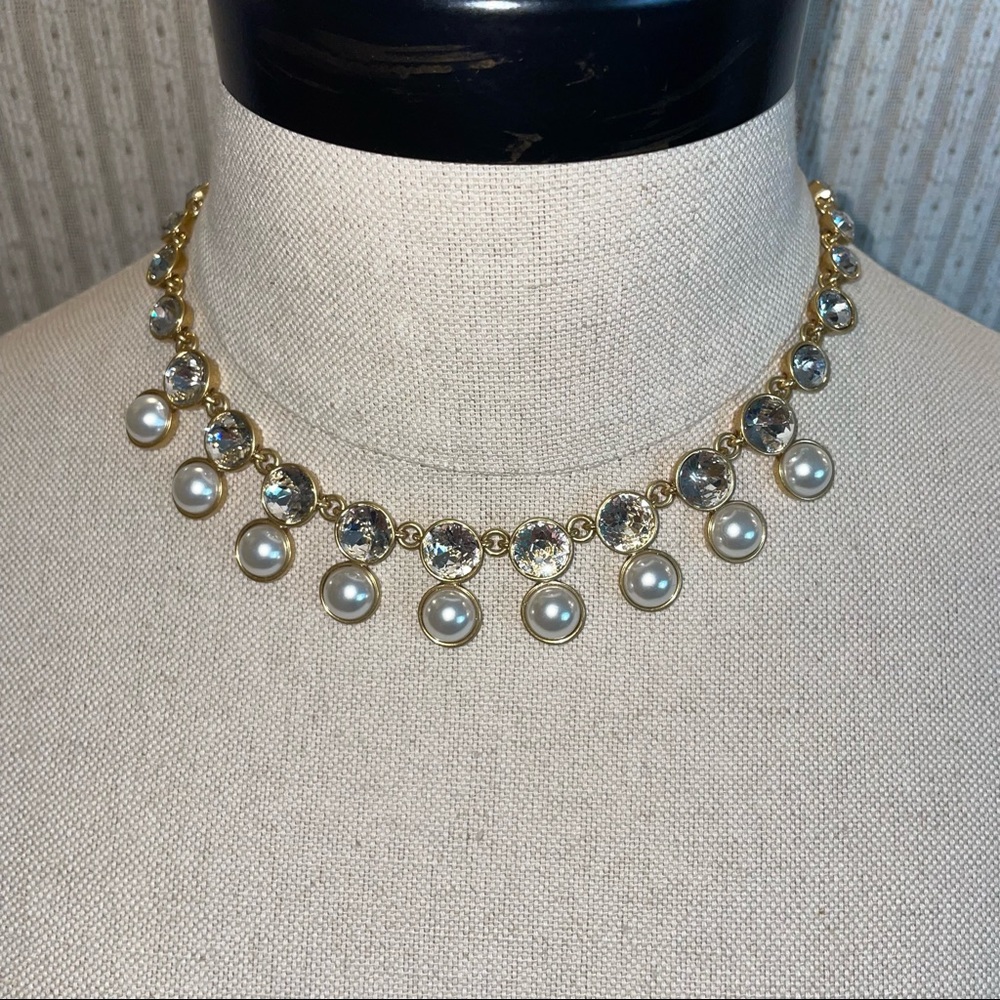 J Crew Pearl and Crystal Snowfall Necklace